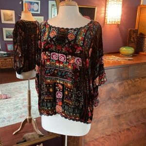Johnny Was rayon velvet oversized top